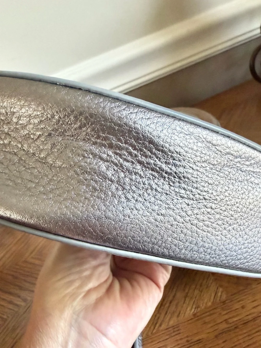 Talbots half-moon clutch or wristlet, Pewter Silver Half Moon Leather Clutch new